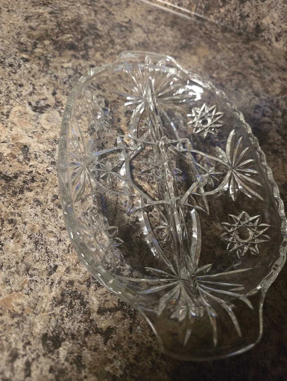 Vintage Crystal Slotted Serving Dish